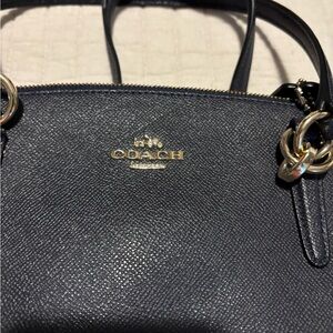 Coach Navy Leather Shoulder Bag